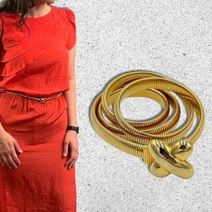 SOLD Gold Metal Gay Boyer 80s Vintage Stretch Belt X Shaped Clasp Signed